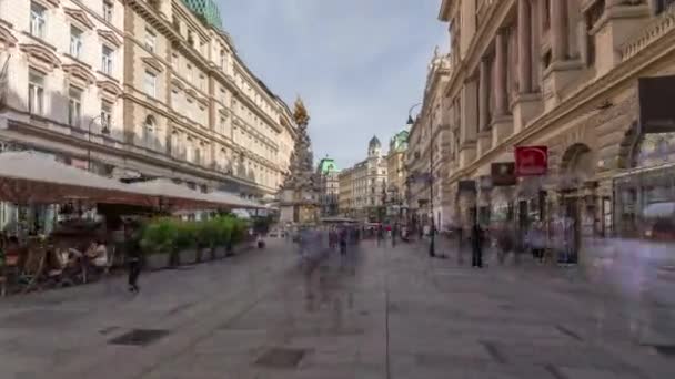 Les gens marchent dans Graben St. timelapse hyperlapse, vieille ville rue principale de Vienne, Autriche . — Video