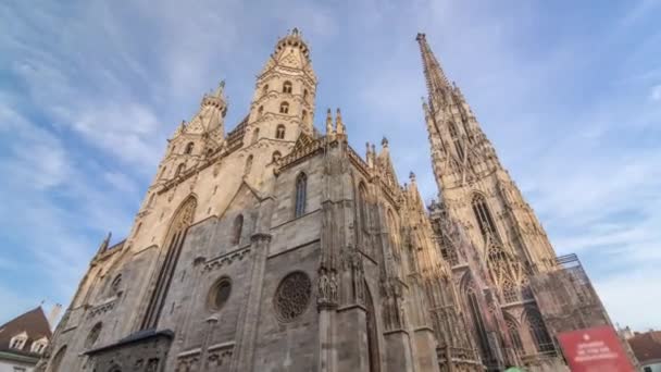 Katedral St. Stephens timelapse hyperlapse, gereja induk dari Keuskupan Agung Vienna, Austria — Stok Video