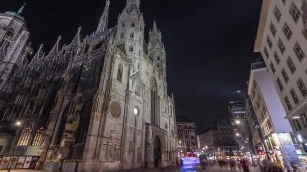 Cathédrale St. Stephens nuit timelapse hyperlapse, l'église mère de l'archidiocèse catholique romain de Vienne, Autriche — Video