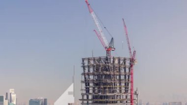Dubai şehir hava timelapse yeni modern gökdelen inşaatı, Birleşik Arap Emirlikleri