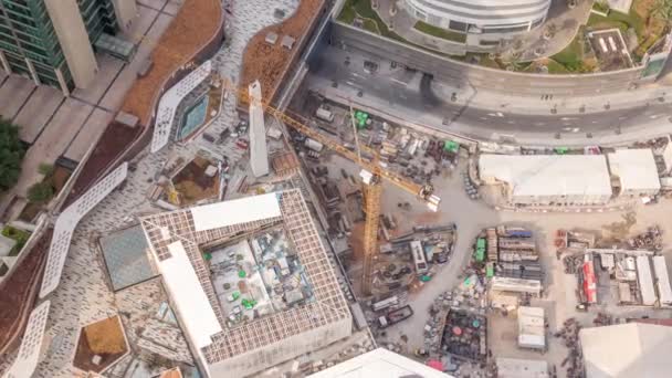 Construção de um novo shopping center na cidade de Dubai timelapse aérea, Emirados Árabes Unidos — Vídeo de Stock