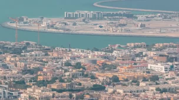 Widok z lotu ptaka na Dubajską wyspę Daria Island, Dubaj, Zjednoczone Emiraty Arabskie — Wideo stockowe