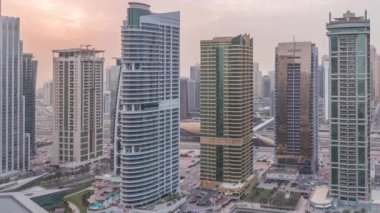 Jumeirah göl kuleleri dubai gece timelapse ilçe konut ve ofis binaları