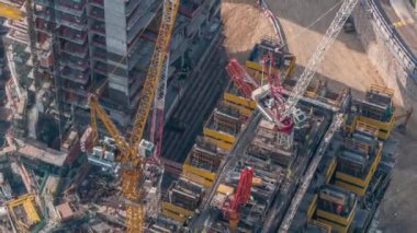 Dubai şehir hava timelapse yeni modern gökdelen inşaatı, Birleşik Arap Emirlikleri