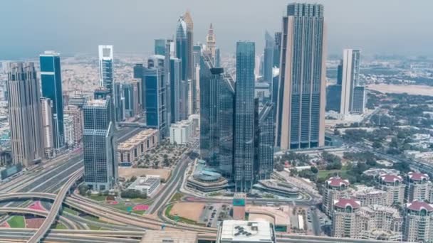 Dubai International Financial Centre District med moderna skyskrapor Timelapse — Stockvideo