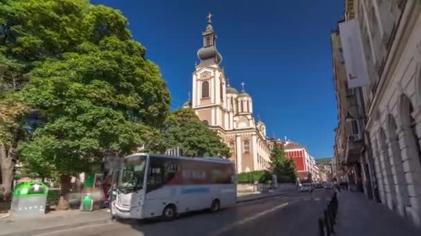 Cathédrale orthodoxe serbe de Sarajevo hyperlapsus timelapse — Video