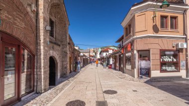Bascarsija caddesinde yürümek, bir doğu pazarı ve Saraybosna 'nın eski bir Osmanlı tarihi merkezi, Bosna-Hersek' in zaman atlaması
