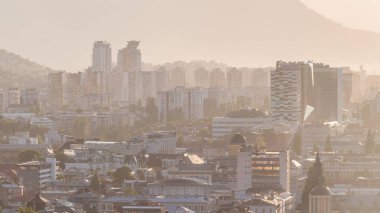 Saraybosna 'nın tarihi şehir merkezinin panoramik hava manzarası