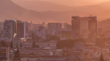 Saraybosna 'nın tarihi şehir merkezinin panoramik hava manzarası
