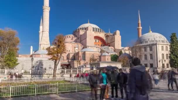 Hagia Sophia timelapse hyperlapse vista frontal, Estambul, Turquía — Vídeo de stock
