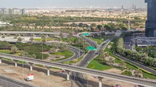 Vista aérea de la carretera Sheikh Zayed cerca de Dubai Marina y JLT timelapse, Dubai . — Vídeo de stock