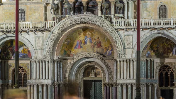 Entrance Basilica Mark Night Timelapse Cathedral Church Roman Catholic Archdiocese — Stock Photo, Image