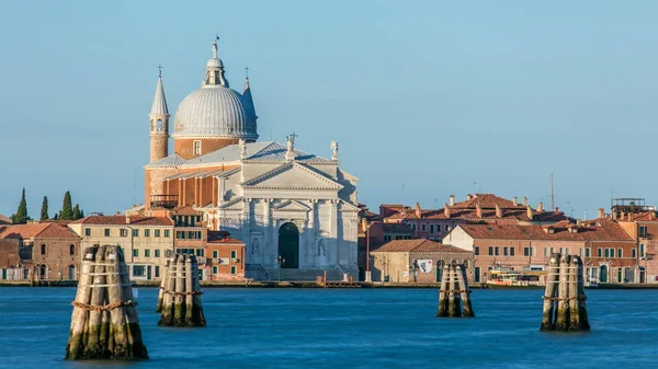 Vista Sobre Laguna Venecia Con Iglesia Del Santisimo Redentore Situada — Foto de Stock