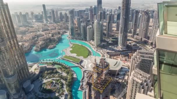 Vue aérienne imprenable sur les gratte-ciel du centre-ville de Dubaï timelapse, Dubaï, Émirats arabes unis — Video