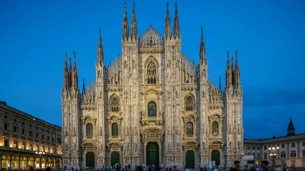 Catedral Milão Duomo Milano Catedral Gótica Milão Itália Tiro Crepúsculo — Fotografia de Stock