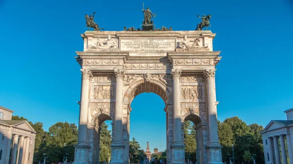 Arco Della Pace Piazza Sempione Timelapse Tramonto Ombra Sta Muovendo — Foto Stock