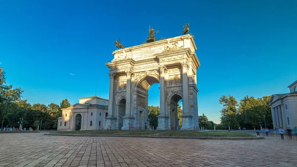 Arco Della Pace Piazza Sempione Arch Peace Simplon Square 它是一个新古典主义的胜利拱门 — 图库照片