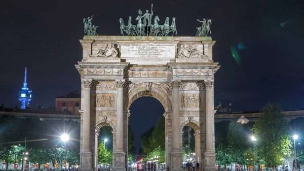 Arco Della Pace Piazza Sempione Kemer Barış Simplon Meydanı Nda — Stok fotoğraf