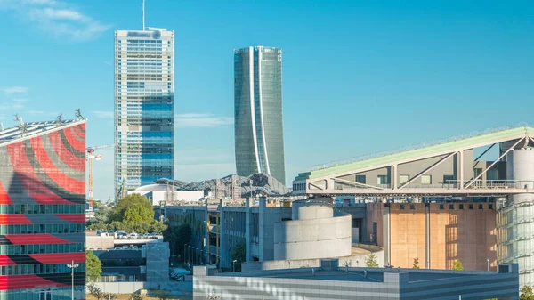 Сучасних Будівель Нові Області Portello Timelapse Мілан Італія Вид Зверху — стокове фото
