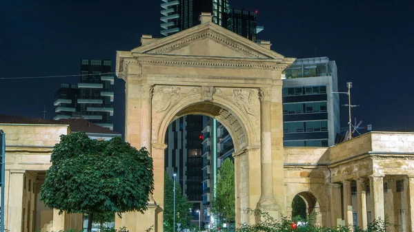 Porta Nuova Şehir Kapıları Gece Aydınlatma Timelapse Milan Talya Ile — Stok fotoğraf