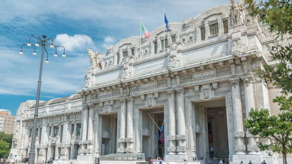 Milano Centrale Timelapse Piazza Duca Aosta Centralstationen Milano Italien Blå — Stockfoto