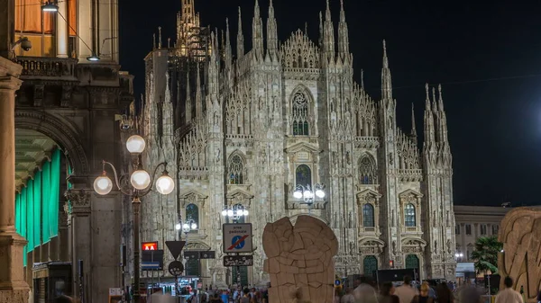 Catedral Milán Iluminada Por Noche Duomo Milano Iglesia Catedral Gótica — Foto de Stock