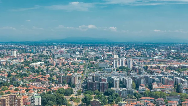 Milan Aerial View Residential Buildings Business District Timelapse Fiew Rooftop — Stock Photo, Image