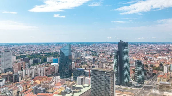 Milaan Luchtfoto Van Moderne Torens Wolkenkrabbers Het Station Garibaldi Het — Stockfoto