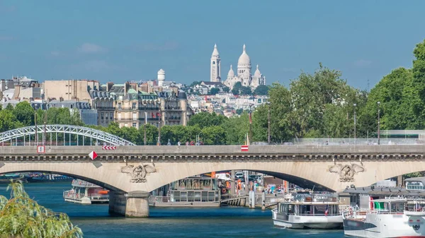 Puente Jena Basilica Sacre Coeur Timelapse París Francia Conecta Campo —  Fotos de Stock