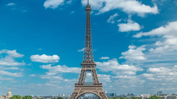 Champ Mars Eiffel Tower Timelapse Sunny Summer Day Paris France — Stock Photo, Image
