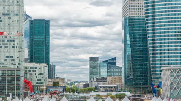 Timelapse Unique Gratte Ciel Dans Célèbre Quartier Financier Affaires Paris — Photo