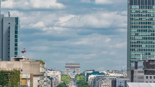 Unieke Wolkenkrabber Timelapse Beroemde Financiële Zakelijke District Van Parijs Defense — Stockfoto