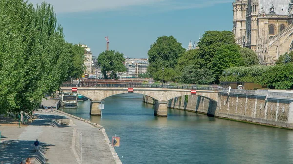Seine Notre Dame Paris Jeden Najsłynniejszych Symboli Paryża Most Arcybiskupstwa — Zdjęcie stockowe