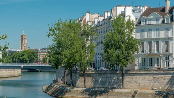 Timelapse Ponte Saint Louis Con Case Sull Argine Orleans Due — Foto Stock