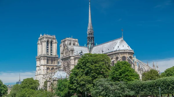 Notre Dame Paris Timelapse One Most Famous Symbols Paris View — Stock Photo, Image