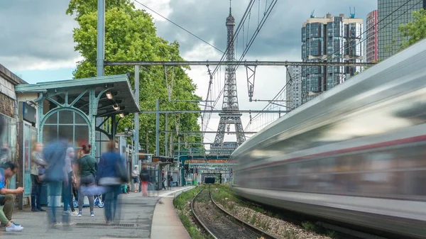 Speerwurf Bahnhof Mit Eiffelturm Hintergrund Ist Ein Französischer Bahnhof Der — Stockfoto