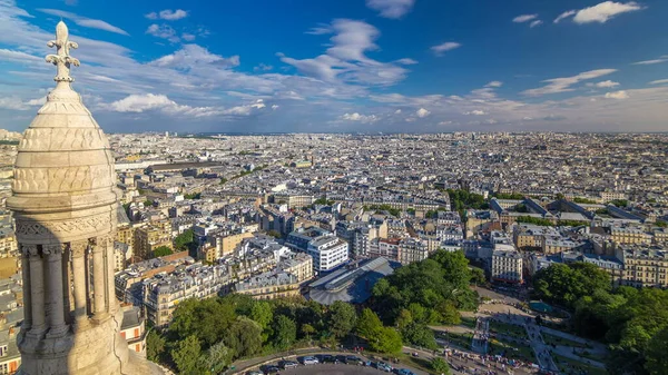 Paris Timelapse Fransa Panoraması Kutsal Kalp Bazilikası Montmartre Sacre Coeur — Stok fotoğraf