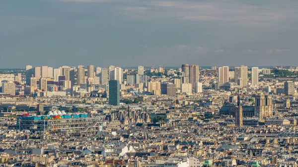 Panorama Paris Timelapse Com Notre Dame Paris França Vista Superior — Fotografia de Stock