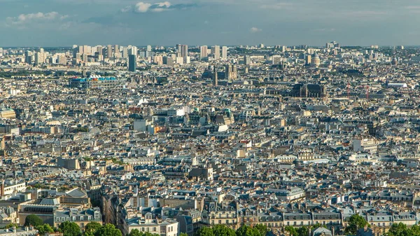Panorama Paříže Timelapse Francie Pohled Shora Nejsvětějšího Srdce Bazilika Montmartru — Stock fotografie