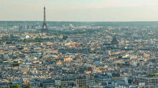 Panorama Van Parijs Timelapse Met Eiffeltoren Frankrijk Bovenaanzicht Van Heilig — Stockfoto