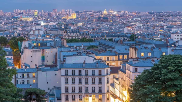 Montmartre Dan Güzel Paris Şehir Manzarası Geçiş Zamanı Üst Bakış — Stok fotoğraf