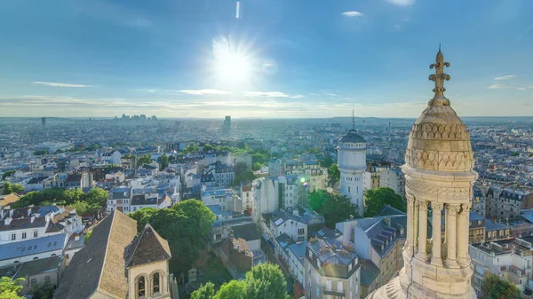 Панорама Парижа Timelapse Сонцем Заходу Сонця Франції Вид Зверху Від — стокове фото