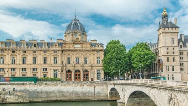 Castillo Conciergerie Corte Comercial París Timelapse Antiguo Palacio Real Prisión — Foto de Stock