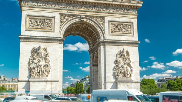 Arc Triomphe Zafer Takı Yıldız Timelapse Paris Champs Elyseees Batı — Stok fotoğraf