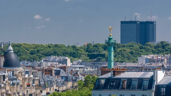 Paris Timelapse Bastille Sütun Ile Panoraması Arap Dünya Enstitüsü Institut — Stok fotoğraf