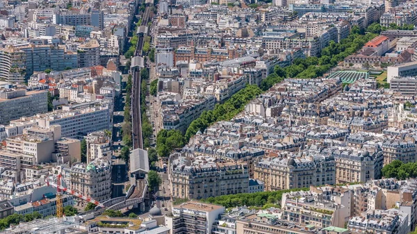 Paris Yukarıdaki Ufuk Çizgisi Zaman Çizelgesinden Görünüyor Grenelle Bulvarı Metro — Stok fotoğraf
