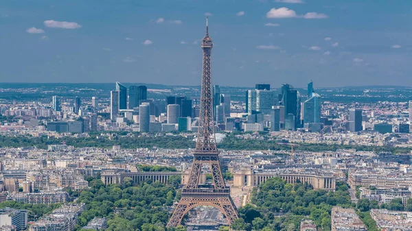 Vista Aérea Desde Torre Montparnasse Con Torre Eiffel Distrito Defense — Foto de Stock