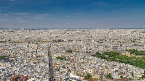 Bovenaanzicht Van Skyline Van Parijs Van Boven Timelapse Belangrijkste Bezienswaardigheden — Stockfoto