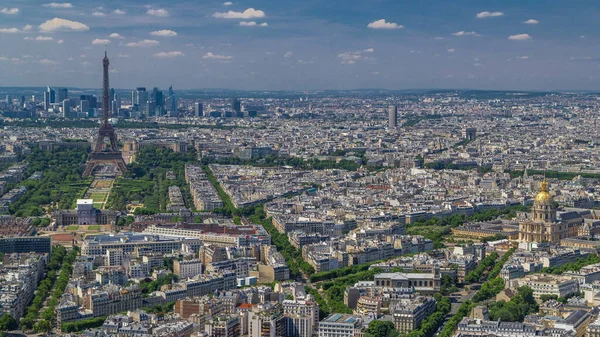 Montparnasse Kulesinden Eiffel Kulesi Defense Bölgesinin Paris Fransa Daki Arka — Stok fotoğraf