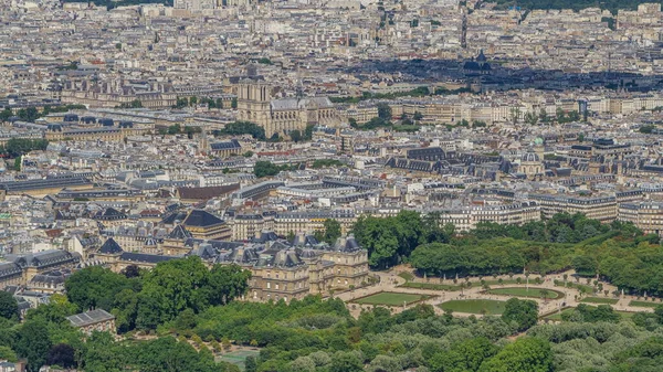 Vista Superior Del Horizonte París Desde Arriba Timelapse Principales Hitos — Foto de Stock